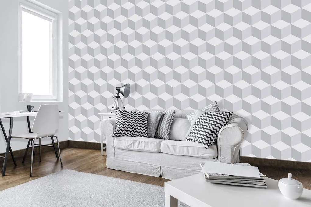 Fotótapéta - 3D fehér mozaik (152,5x104 cm)