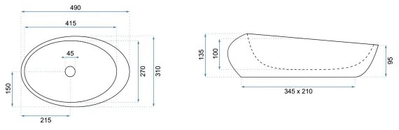 REA-U6650 - ROXY ráépíthető mosdó 31x49 cm kerámia/szürke/márvány dekor
