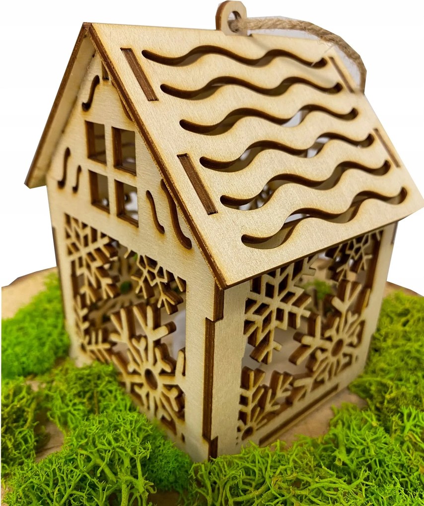 Nagy Fából készült lampion Roraty karácsonyi Led