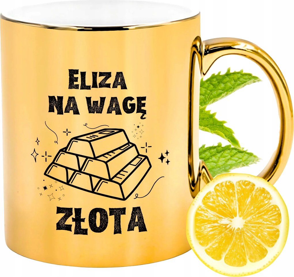 Prémium Arany Csillogó Bögre Eliza Ajándék Nyomtatott Fotóval