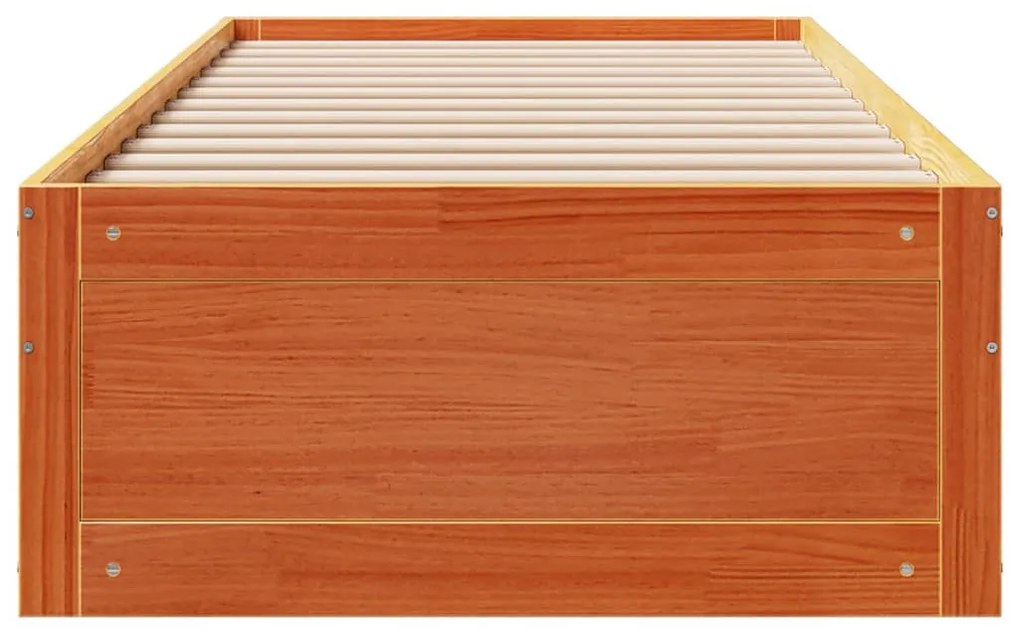 viaszbarna tömör fenyőfa fiókos ágykeret matrac nélkül 90x200cm