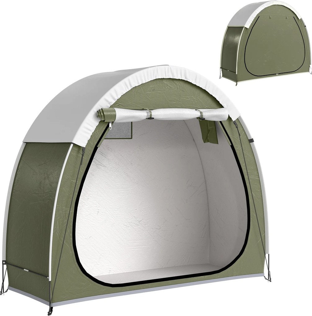 Outsunny hordozható kerékpársátor 2 biciklinek — szellőző, cipzáras ajtó, UPF50+, vízálló 210D Oxford (200 x 80 x 170 cm) | Aosom