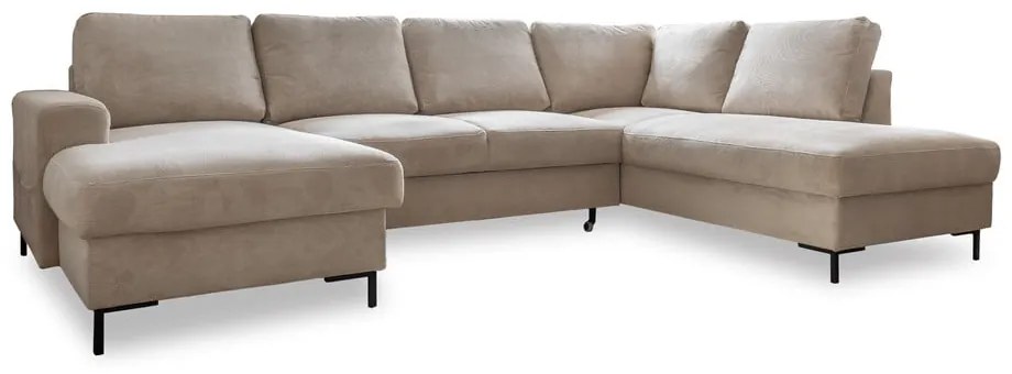 Bézs kordbársony kinyitható sarokkanapé (jobb oldali) Lofty Lilly – Miuform