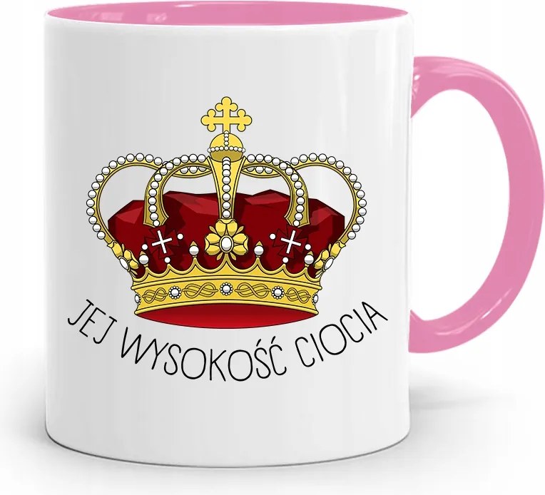 Rózsaszín Bögre Ajándék Őfelsége Nagynénjének, fényképes nyomattal