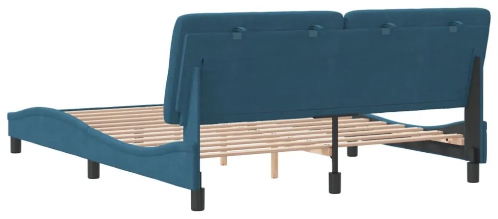 kék bársony ágykeret matrac nélkül 160 x 200 cm