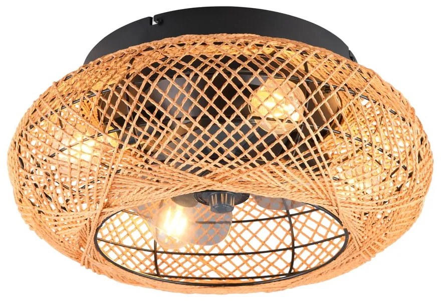 Barna mennyezeti lámpa távirányítóval-ventilátorral Lillesand – Trio