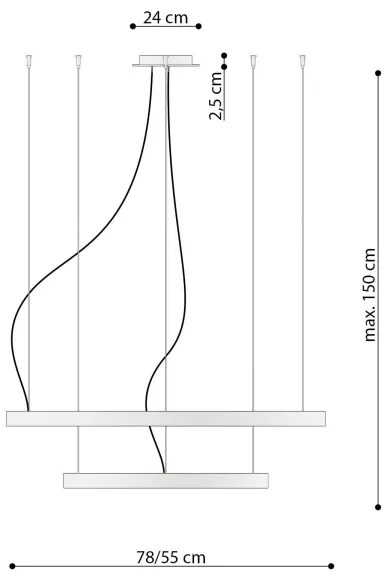 Thoro TH.268 - RIO LED csillár 80W, 230V, CRI95, 4000K, arany