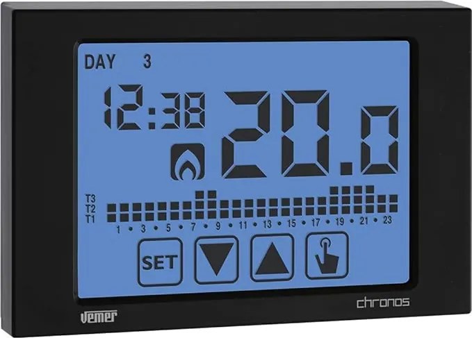 Fali programozható termosztát Vemer Chronos 230 Nero 454500