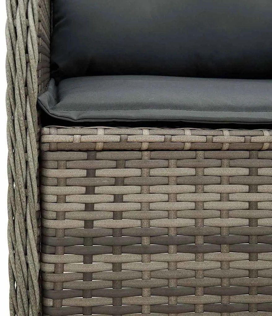 Kerti pad párnával 2 pcs Szürke Poli rattan