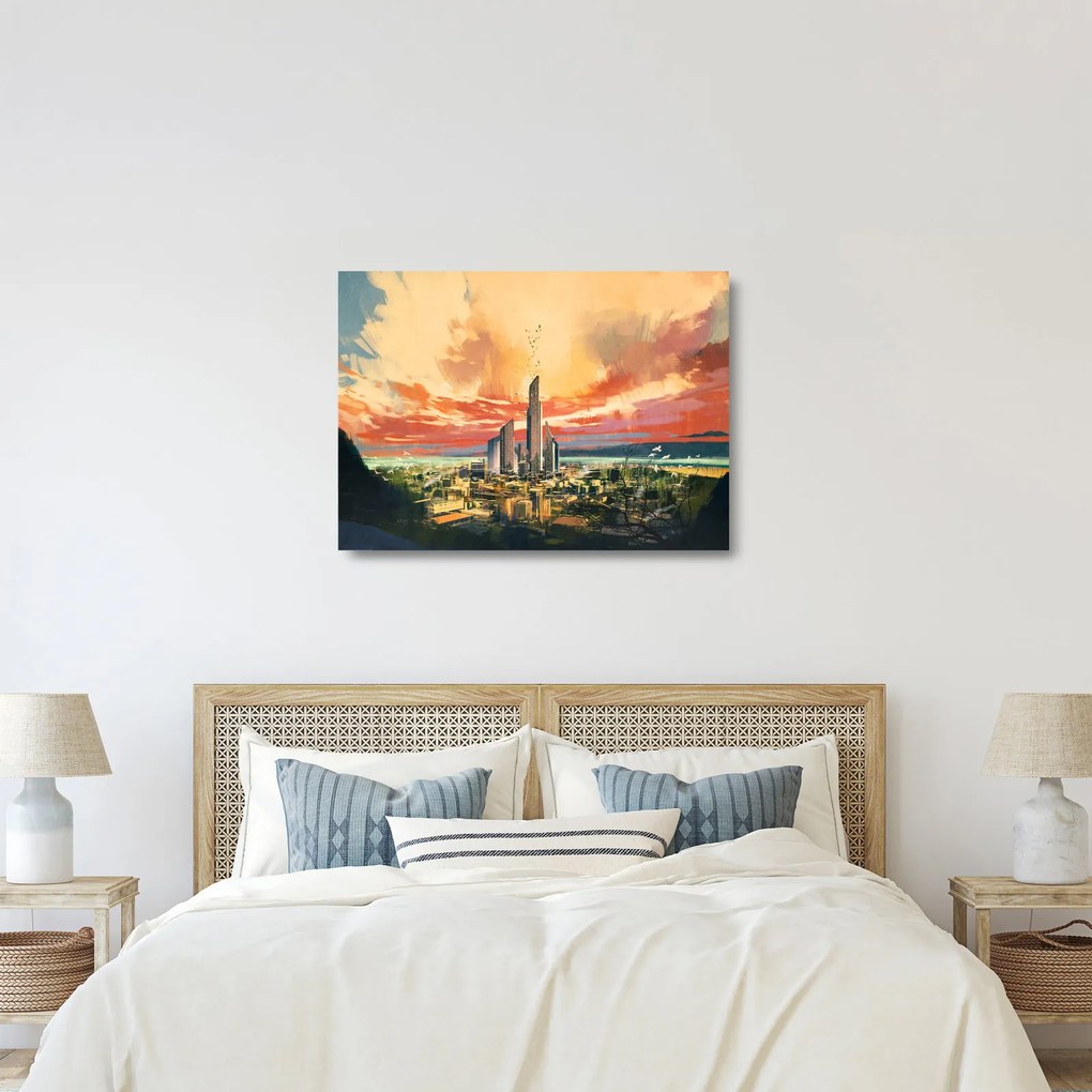 Üveg kép - Festett város (70x50 cm)