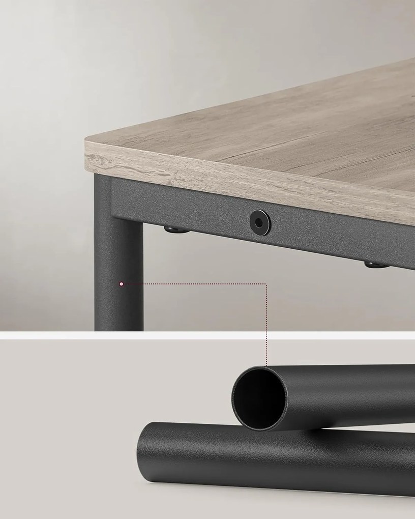 Keskeny oldal asztal töltő funkcióval 3 polcos, 18 x 45 x 58 cm Greige szürke fekete lábakkal