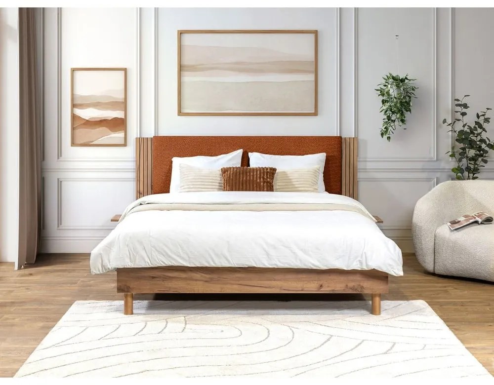 Narancssárga franciaágy ágyráccsal 140x190 cm Lior – Bobochic Paris