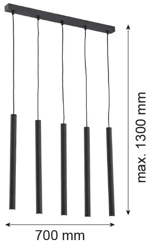 Argon 2137 - Csillár zsinóron ETNA 5xG9/6W/230V fekete