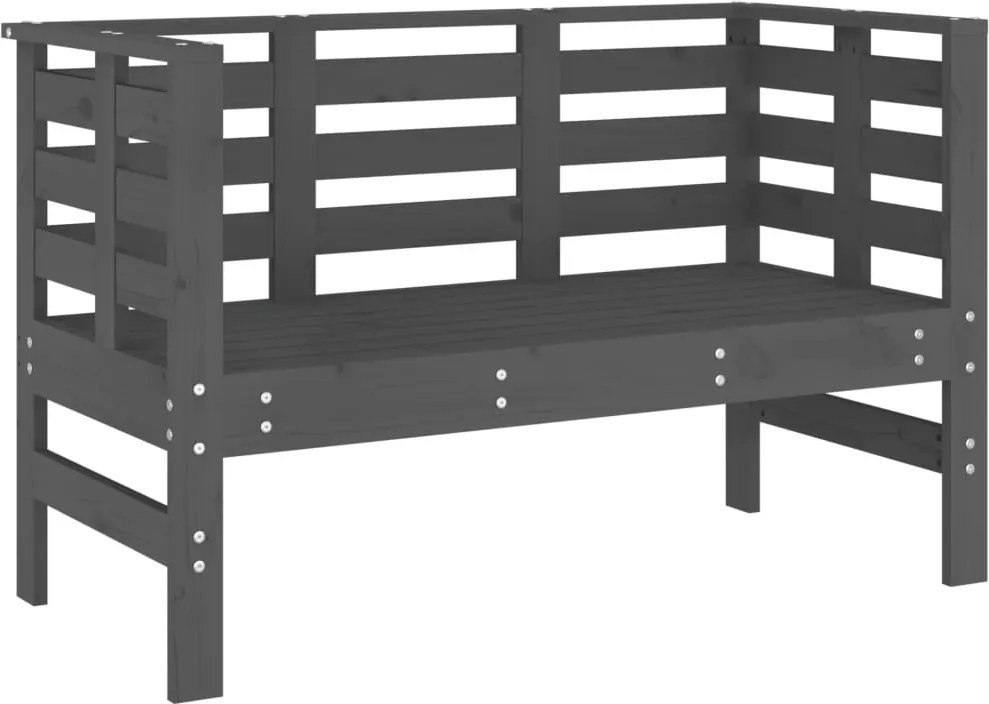 vidaXL szürke tömör fenyőfa kerti pad 111,5 x 53 x 71 cm