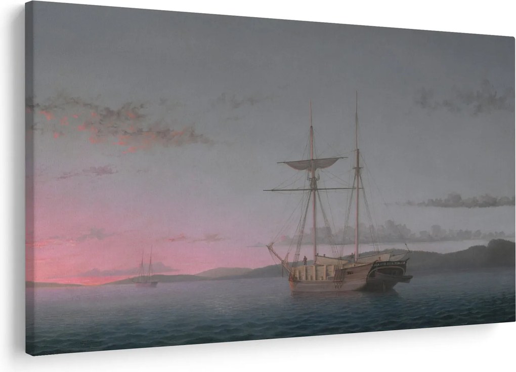 Kép - Fitz Henry Lane, Lumber Schooners at Evening on Penobscot Bay, reprodukciók (90x60 cm)