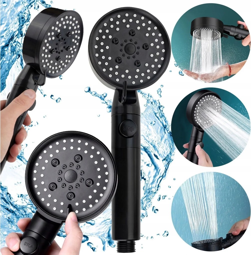 Zuhanyfej zuhanyzáshoz: 5 funkciós zuhanyfejes zuhanyzáshoz, takarékos