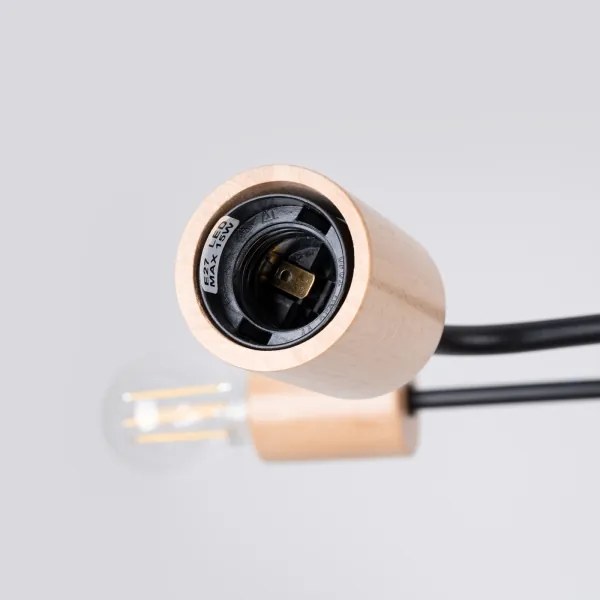 Sollux SL.1669 - Felületre szerelhető csillár TIMBO 4xE27/15W/230V fekete/bézs/bükkfa