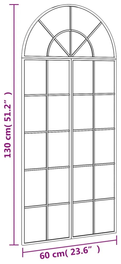 fekete ívelt vas fali tükör 60x130 cm