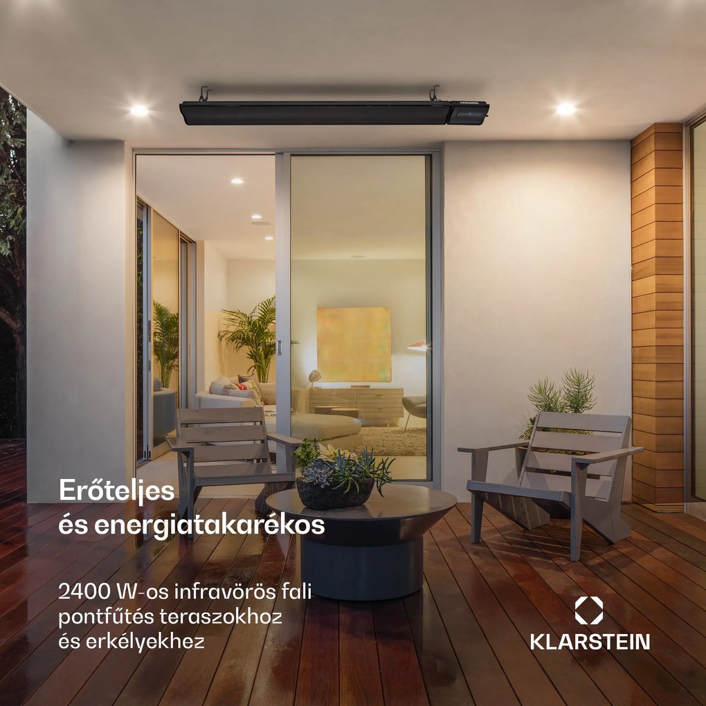 Blumfeldt Cosmic Beam Plus, infravörös terasz hősugárzó, 2400 W, IP24, távirányító, fekete