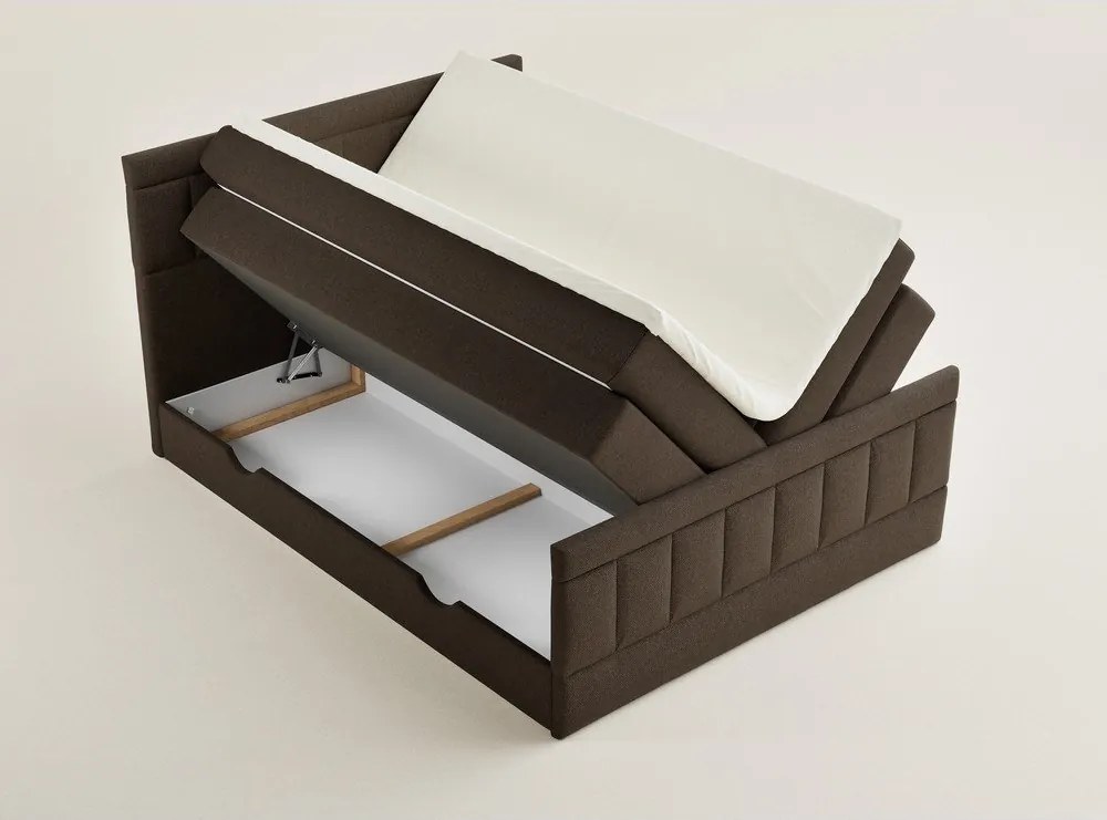 Barna ágyneműtartós boxspring ágy 200x200 cm Caya – Maison de Rêve