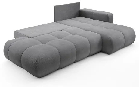 Ággyá alakítható kárpitozott L-alakú sarokülőgarnitúra ALMADA, jobb oldali, tárolóval, szürke