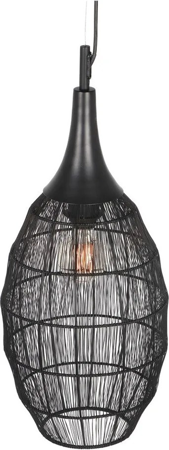 Matt fekete függőlámpa fém búrával Soraya – Trio