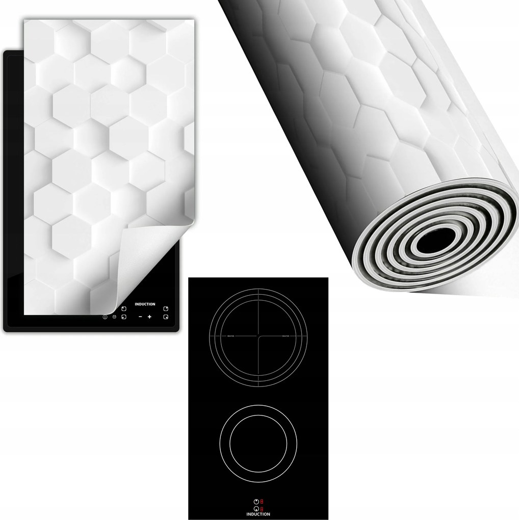 Indukciós Védőszőnyeg Konyhapult 30x52 fehér 3D