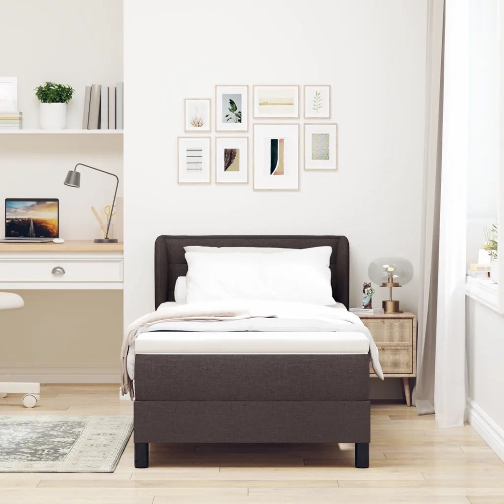 Boxspring Ágy Matrac Nélkül Sötétbarna 100x200 cm Szövet