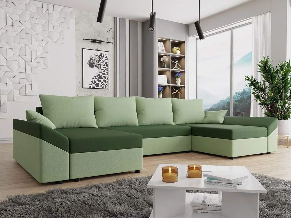Széthúzható kanapé tárolóhellyel U Marmar (zöld). 1070466