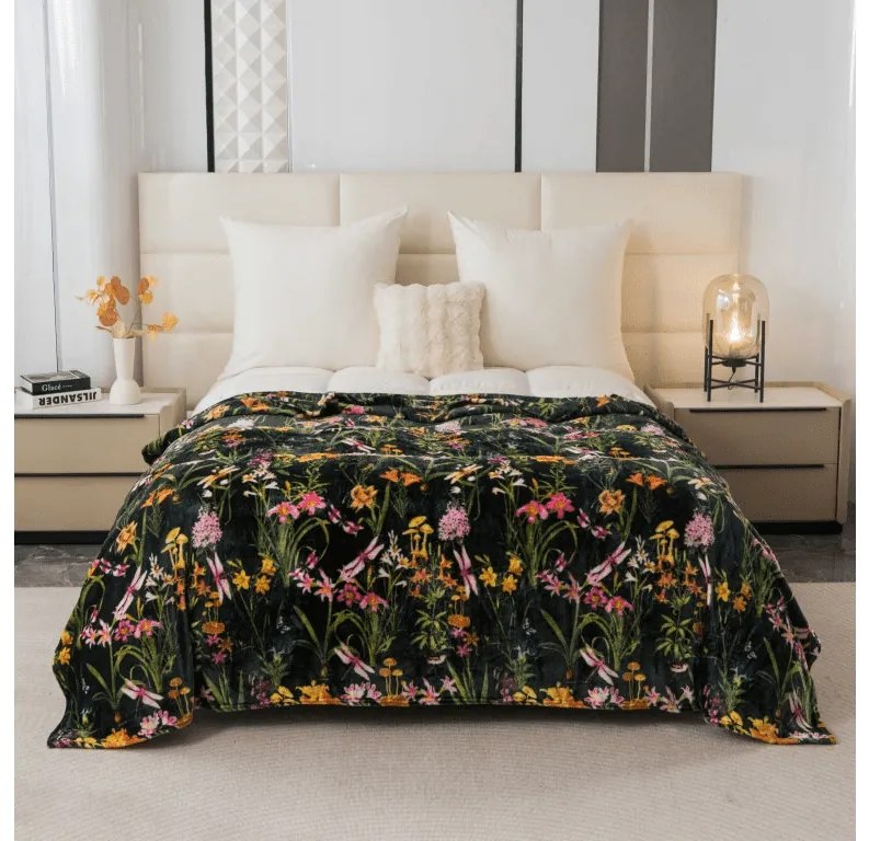 Mikroplüss pléd MYSTIC GARDEN, sötétzöld Méret: 200 x 220 cm