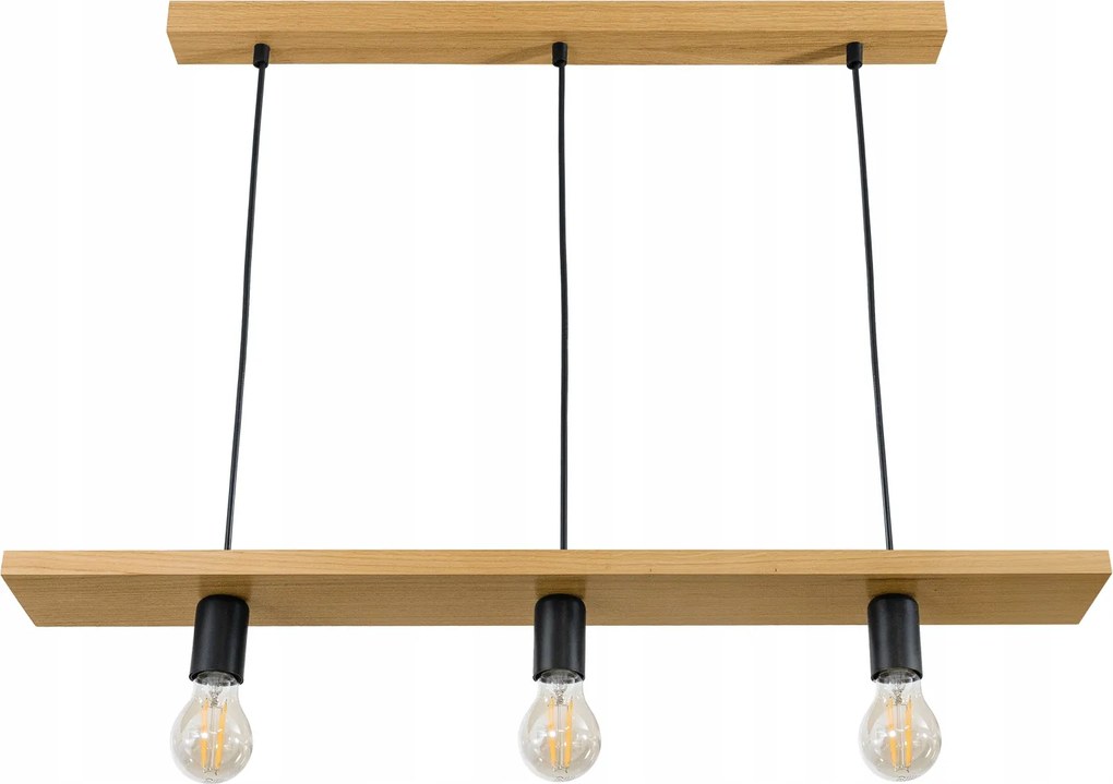 Led Mennyezeti Függő Lámpa 3x E27 0-110cm Tölgy Falra szerelhető Túlnyúló Deszka Nappali