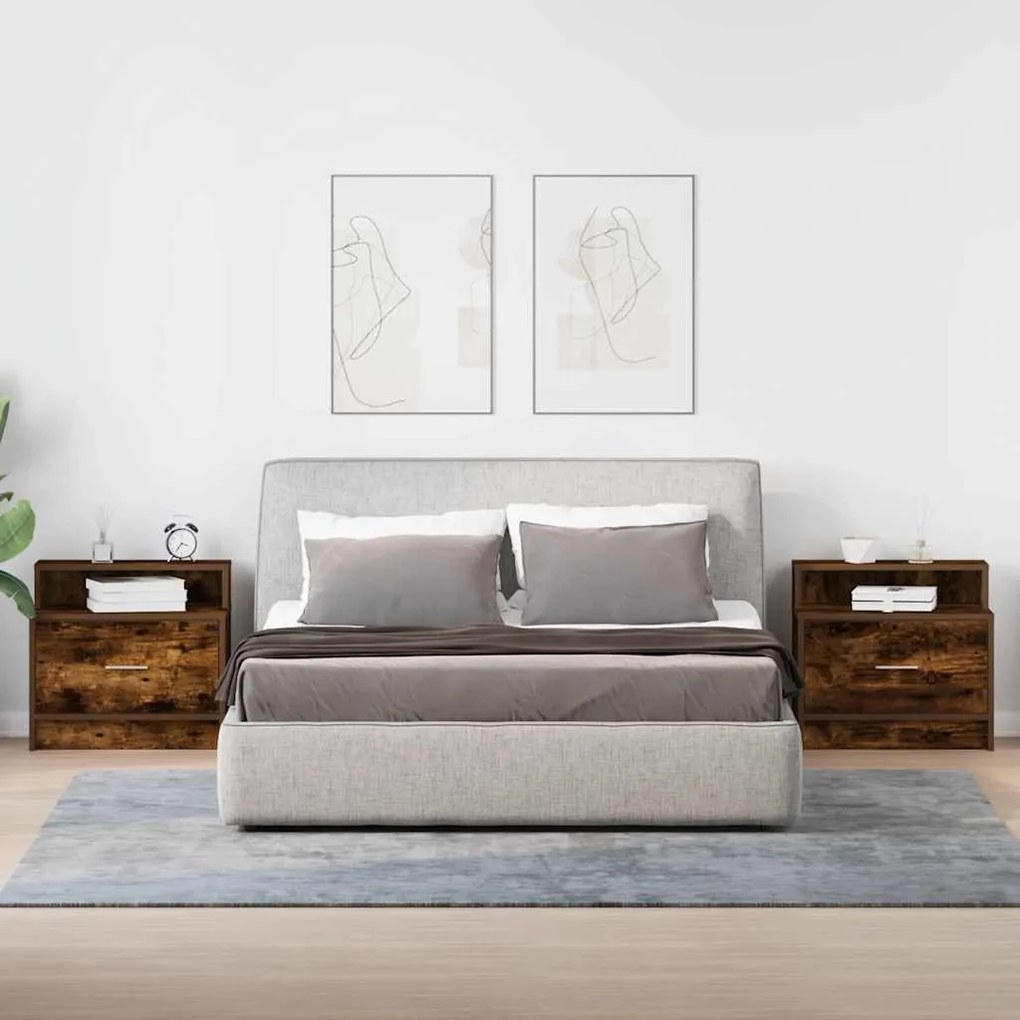 Éjjeliszekrények fiókos 2 db füstölt tölgy 51 x 31 x 47 cm