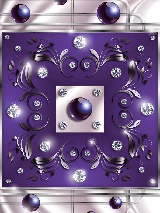 Fotótapéta Lila kristály Ezüst csillogó gyöngy Elegáns vinil 184x254 +ragasztó