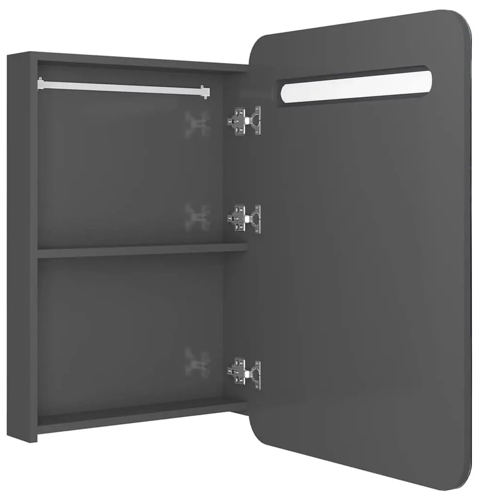 fényes szürke LED-es tükrös fürdőszobaszekrény 60 x 11 x 80 cm
