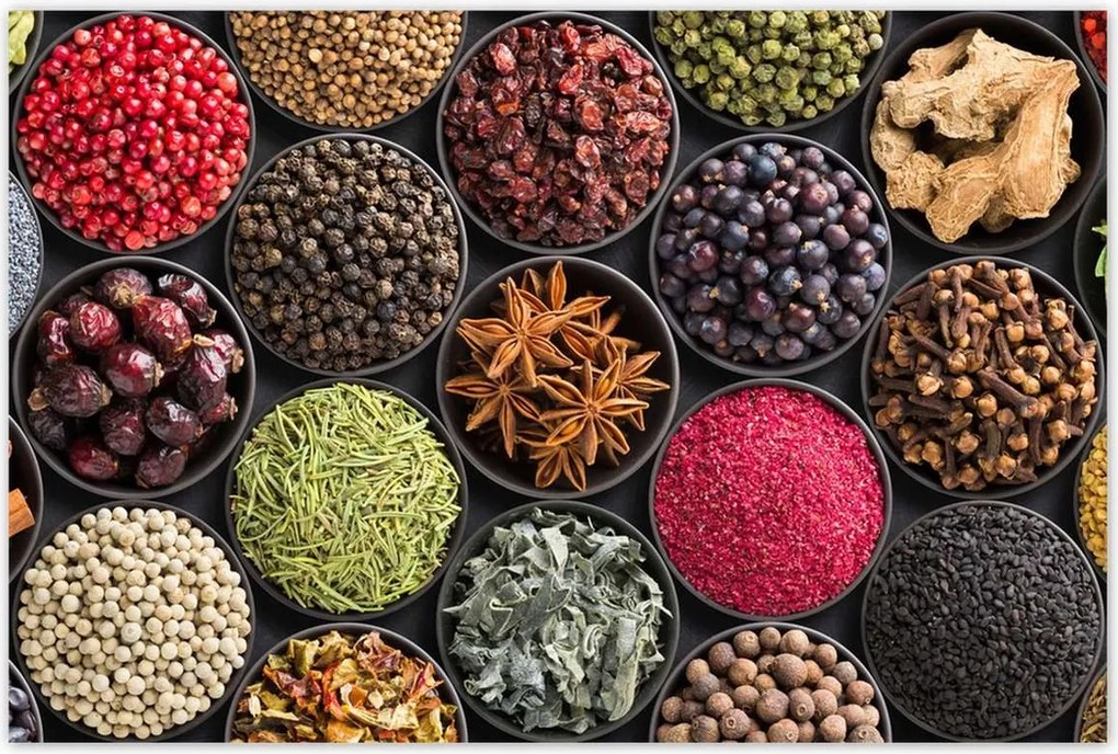 Poszterek 120x80 Fűszertartó tálak gyógynövények