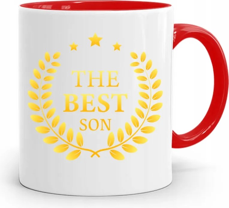 Piros Bögre Ajándék Fiának The Best Son fényképes nyomtatással
