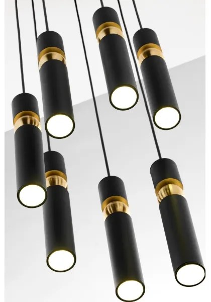 Jupiter 2015 - Csillár zsinóron ALAS 7xGU10/10W/230V fekete/arany