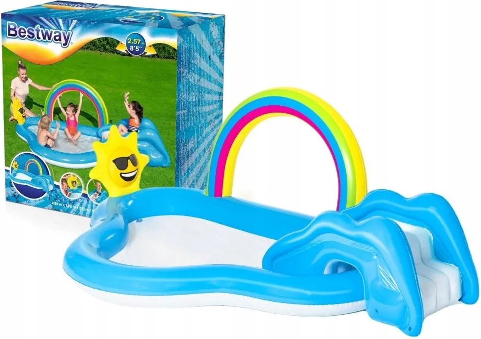 Felfújható négyszögletes medence Bestway 257 x 145 cm Játszótér