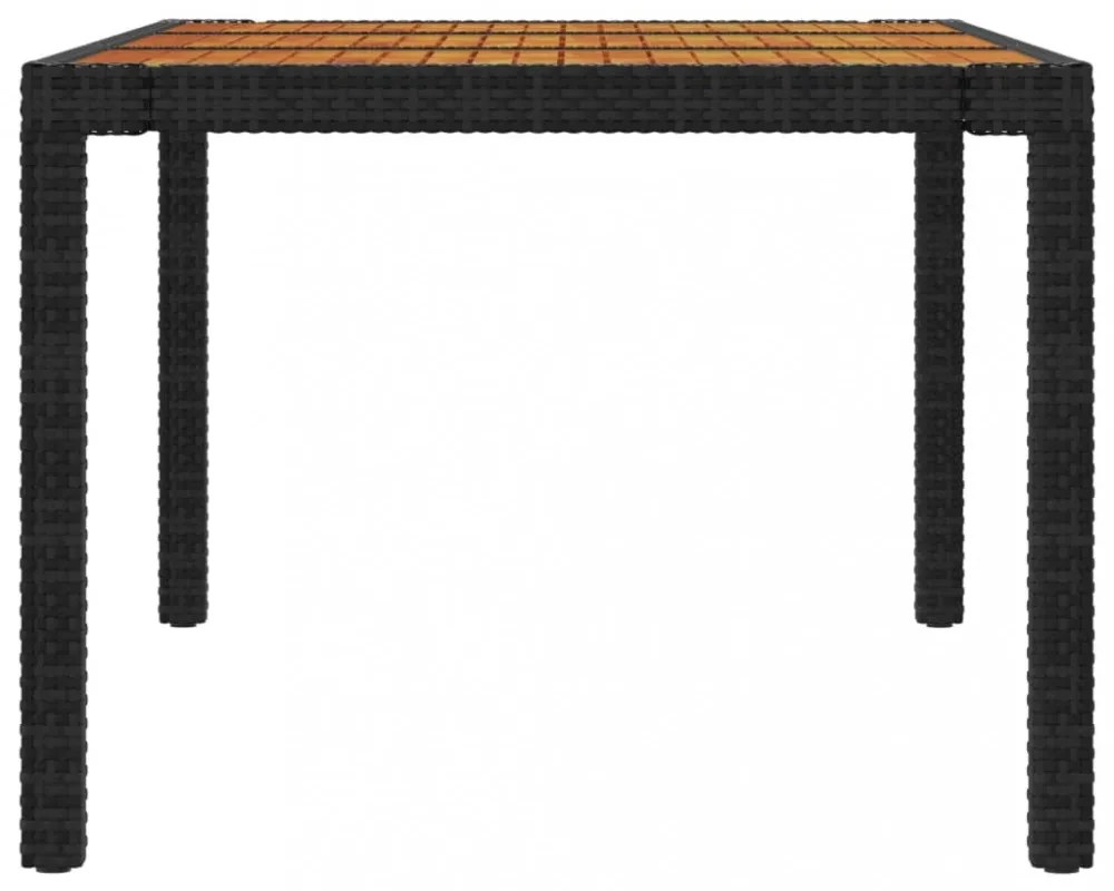 vidaXL 9 részes fekete polyrattan kültéri étkezőszett párnákkal
