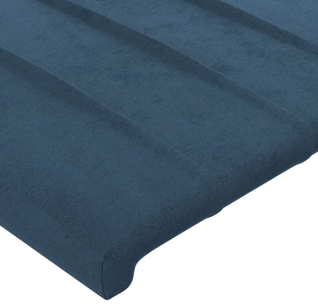 sötétkék bársony LED-es fejtámla 144x5x118/128 cm