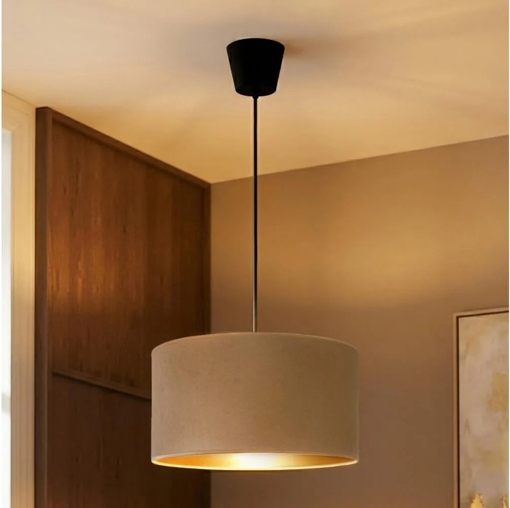 Brilagi - VELVET kábeles függőlámpa 1xE27/60W/230V, átm. 40 cm, bézs/arany