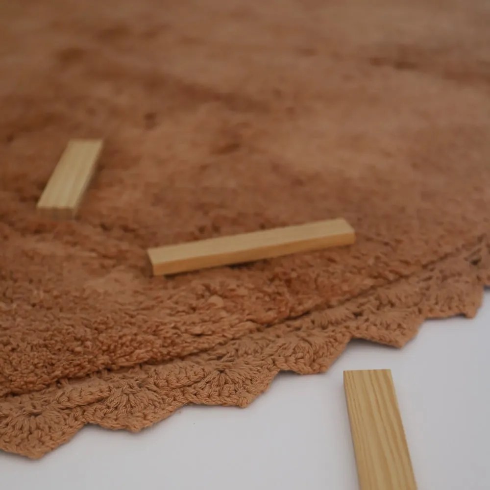 Téglavörös mosható kézi szövésű pamut kerek szőnyeg ø 110 cm Perla Toffee – Nattiot