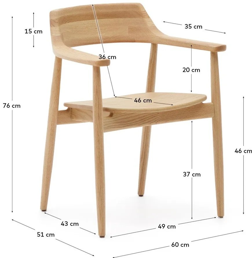 Natúr színű tölgyfa étkezőszék Fondes – Kave Home