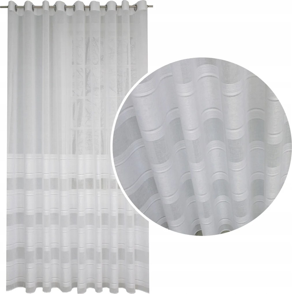 Függöny Len Fehér Csíkos Függöny Átlós 500x250