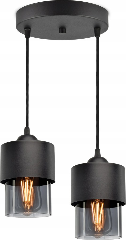 Függő lámpa Csillár lámpabúra Fém Üveg Grafit