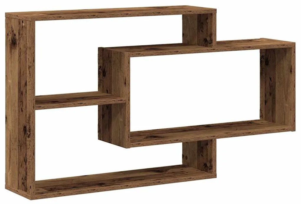 antik fa színű szerelt fa fali polc 104x20x58,5 cm