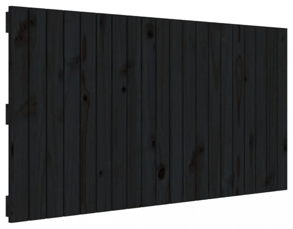 fekete tömör fenyőfa fali fejtámla 127,5 x 3 x 60 cm
