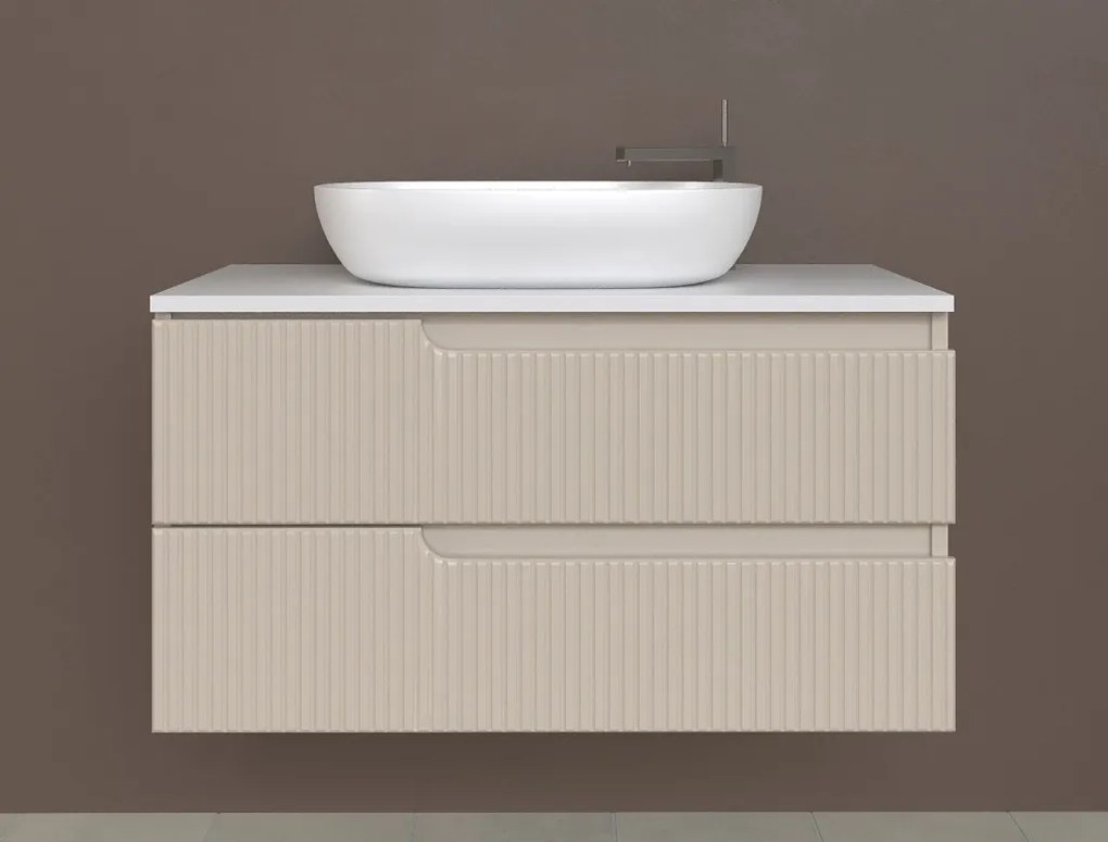 Piramida EURIDIKA fali fürdőszobabútor - mosdópult mosdó nélkül -2 fiókos - PINO BÉZS - 100 x 48 x 53 cm