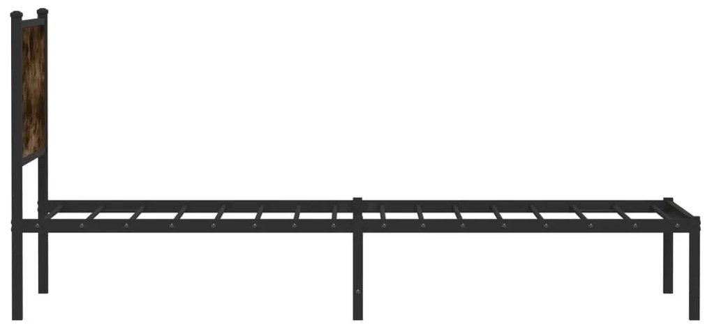 füstös tölgy színű fém ágykeret matrac nélkül 100 x 200 cm