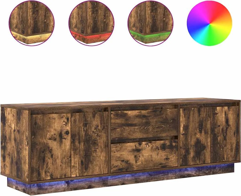 vidaXL füstös tölgyszínű TV-szekrény LED-világítással 160,5x41x50 cm
